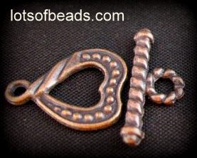 Heart shape copper toggle